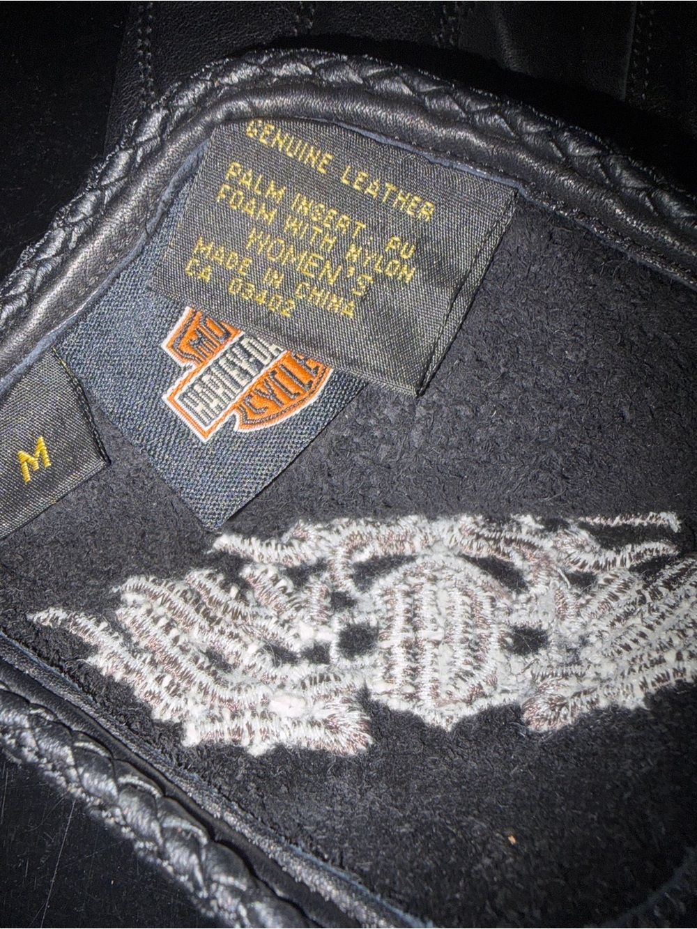 Harley-Davidson Black Leather Embroidered Women's Gloves - Picture 3 of 3